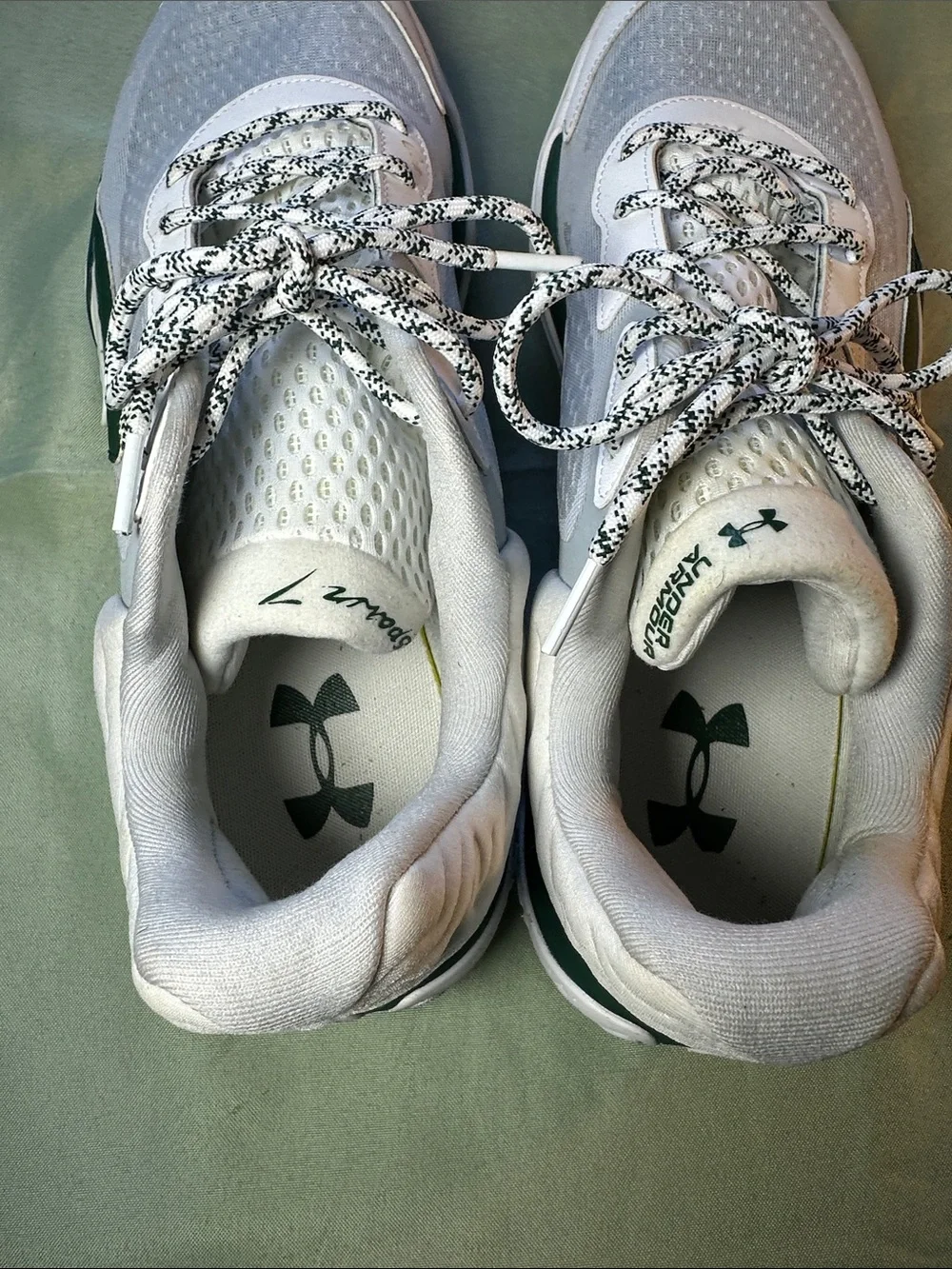 Under Armour White and Green Men's Athletic Sneakers